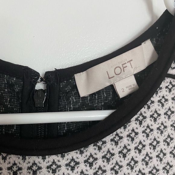 LOFT A-Line Black & White Sweater Dress - Picture 2 of 4